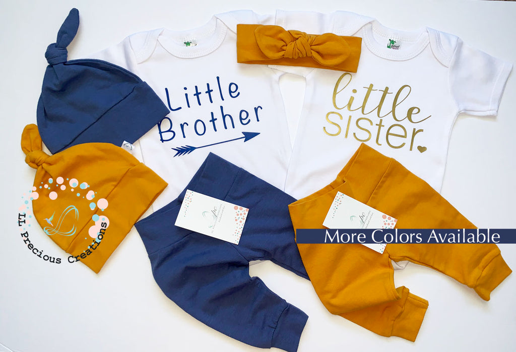 Little Sister Little Brother Gender Neutral Twin Matching Newborn Coming Home Outfits #llpreciouscreations #newborntwins #newborgirlboy #helloworld #littlesister #littlebrother #newborntwins #newbornbabygirl #newbornbabyboy #personalizedoutfit