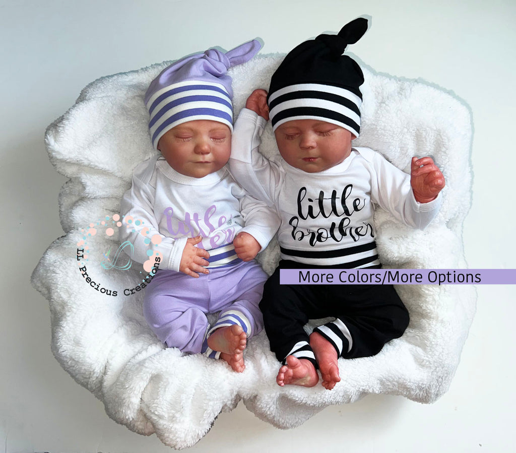 Little Sister Little Brother Gender Neutral Twin Matching Newborn Coming Home Outfits #llpreciouscreations #newborntwins #newborgirlboy #helloworld #littlesister #littlebrother #newborntwins #newbornbabygirl #newbornbabyboy #personalizedoutfit