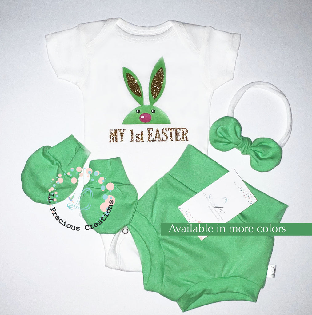 Baby's 1st Easter Outfit Set Green Bunny Outfit Newborn Baby Outfit by LL Precious Creations #baby's1stEaster #newbornbaby #newbornoutfit #Easterbaby #Easteroutfit #FirstEaster #babyoutfit #cominghomeoutfit #newbornbabygirl #newborbabyboy #unisexbabyoutfit #bunnyoutfit #Easter2024