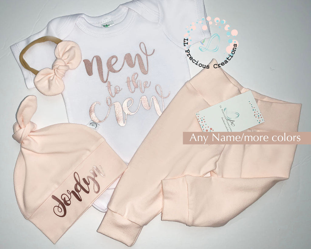 LL Precious Creations Newborn Baby Girl Blush Outfit Set 