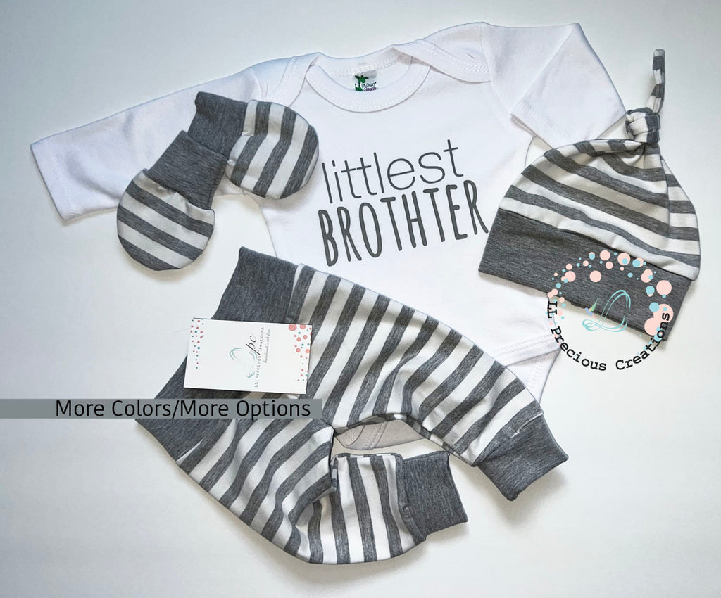 Little Brother Newborn Outfit Baby Shower Gift #llpreciouscreations #newbornbabygirl #babygirloutfit #newtothecrew #fbabyboyoutfit #genderneutraloutfit #highqualityclothes #babyclothes #babyfashion #newbornbabyboy #cominghomeoutfit #babygift #momtobegift