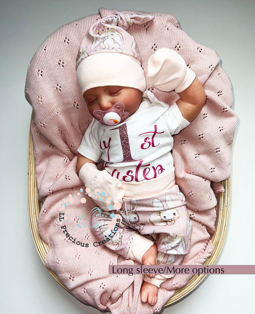 Baby's 1st Easter Outfit Set Pink Bunny Outfit Newborn Baby Outfit by LL Precious Creations #baby's1stEaster #newbornbaby #newbornoutfit #Easterbaby #Easteroutfit #FirstEaster #babyoutfit #cominghomeoutfit #newbornbabygirl #newborbabyboy #unisexbabyoutfit #bunnyoutfit #Easter2024