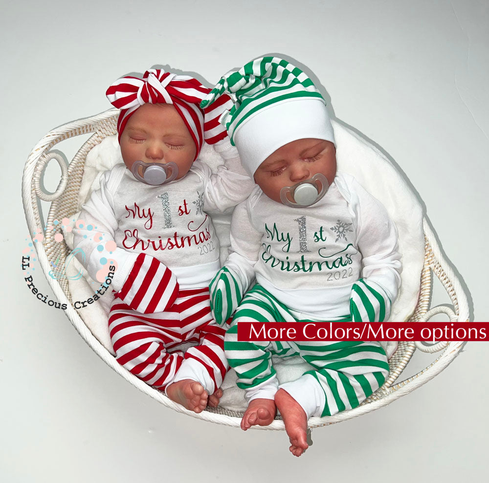 Baby's 1st Christmas Outfit Gender Neutral Christmas Baby Outfit Christmas Twins Candy Cane Outfit  #newbornbabyoutfit #christmasoutfit #llpreciouscreations #christmastwins #bestgiftever #newbornbaby #christmasbabyoutfit