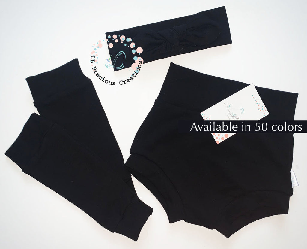 black high waist bummies shorts baby girl LL Precious Creations