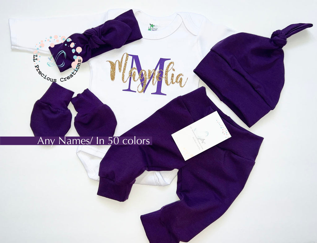 Personalized Baby Girl Outfit Any Color LL Precious Creations #newborngirl #personalizedoutfit #highqualityclothes