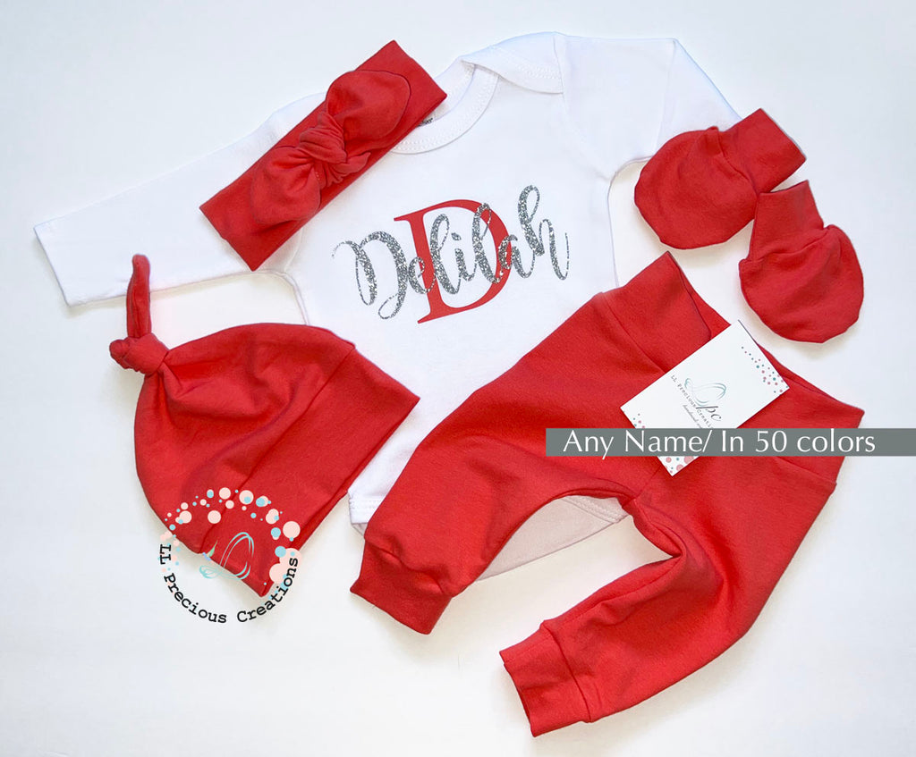 Handmade high quality baby personalized outfit #llpreciouscreations #newborngirl #cominghomeoutfit #genderneutralclothes