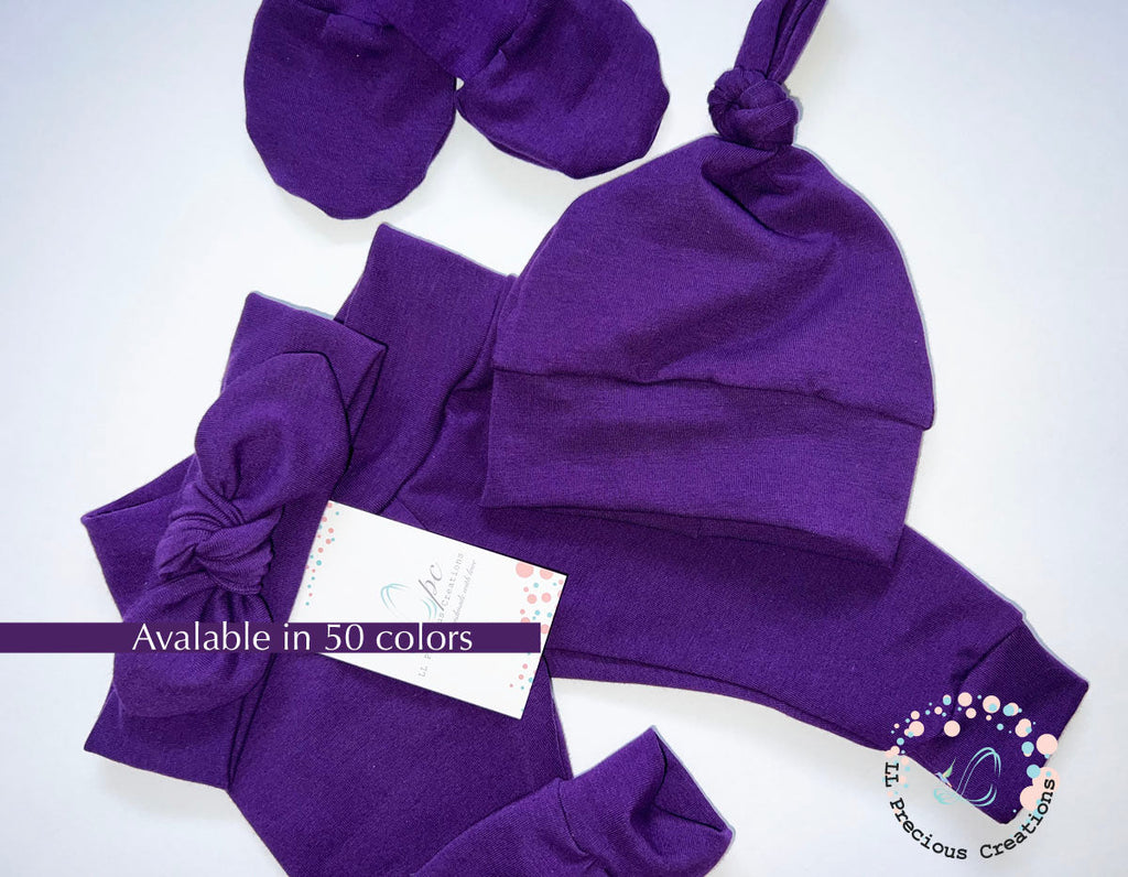 Gender Neutral Any Color Baby Leggings Headband Hat Outfit by LL Precious Creations #babyoutfit #solidcolorleggings #babypants #newbornbabyoutfit #babygirloutfit #babyboyoutfit #babyboypants #solidcolorbabyleggings #cominghomeoutfit #newbornbabygirl #babygift #babyshowergift #llpreciouscreations