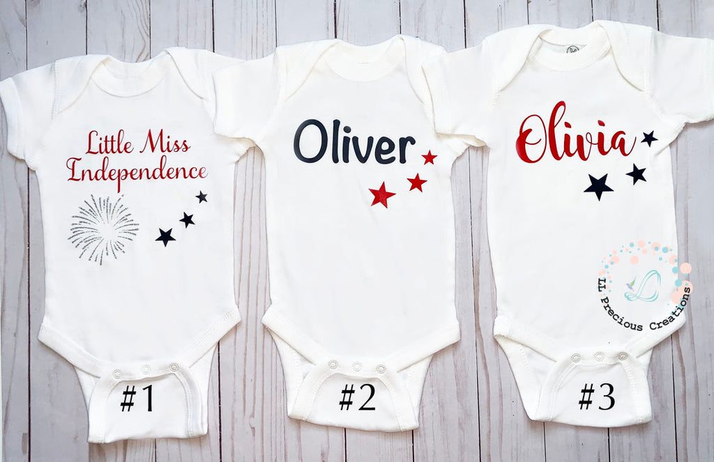 Personalized Patriotic Red Stripes 4th of July Gender Neutral outfit Baby's First Independence Day outfit #llpreciouscreations #4thofJuly #Independencedayoutfit #4thofJulybaby #babygirloutfit #babyboyoutfit #redstripes #bluestripes #starsandstripes #cominghomeoutfit #baby'sfirstof4th