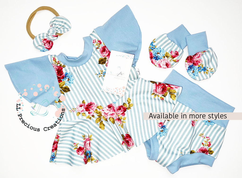 #llpreciouscreations PEPLUM TOP BUMMIE GIRL OUTFIT #newbornbabygirl #babyoutfit