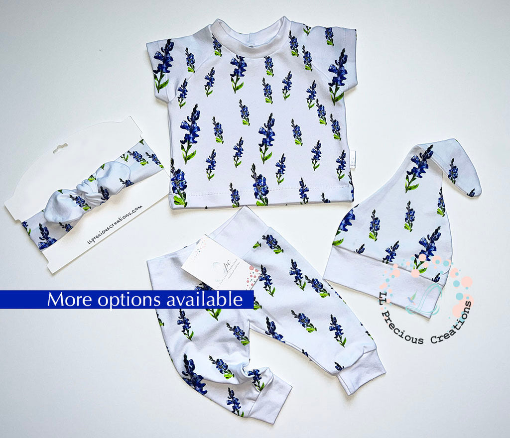 Baby Girl Blue Floral Outfit Set Baby Shower Gift #organicbabyoutfit #organicoutfit #newbornbabyoutfit #hospitaloutfit #babyshowergift  #newbornbabygirl #newbornbaby #helloworld #cominghomeoutfit #llpreciouscreations #shopsmall #cominghomeoutfit ##babyleggings #harempants #floralbabyoutfit #bluefloral #babyessentials #babyheadband #babygift #momtobegift 