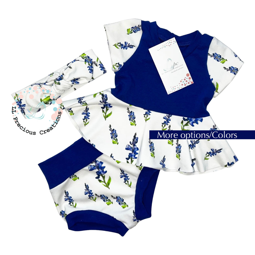 Baby girl Peplum top outfit Handmade outfit  Blue Floral Outfit #cominghomeoutfit #llpreciouscreations #peplumshirt #bluefloraloutfit #babygirlclothes #hightwaistbummies #summerbabyoutfit #babyshowergift #momtobegift #babygift #cutebabyoutfit