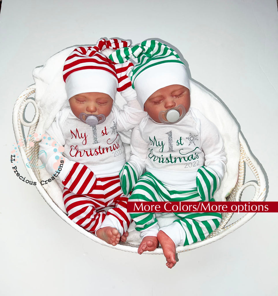 Baby's 1st Christmas Outfit Gender Neutral Christmas Twin Baby Outfits Candy Cane Outfit  #newbornbabyoutfit #christmasoutfit #llpreciouscreations #bestgiftever #newbornbaby #christmasbabyoutfit #twinbabychristmasoutfits #Christmastwins #handmadebabyoutfit #cominghomeoutfit #Christmasgift