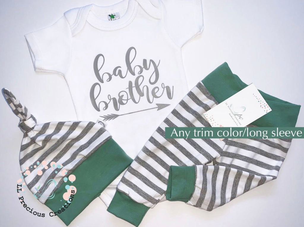 Little Brother Newborn Baby Boy Outfit Baby Shower Gift #llpreciouscreations #littlebrother #navybabyoutfit #babyboy #newbornbabyboy #cominghomeoutfit #babygift #littleboyoutfit #handmade #babyfashion #highqualityclothes