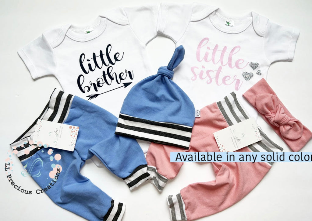 Little Sister Little Brother Gender Neutral Twin Matching Newborn Coming Home Outfits #llpreciouscreations #newborntwins #helloworld #littlesister #littlebrother #newborntwins #newbornbabygirl #newbornbabyboy #personalizedoutfit