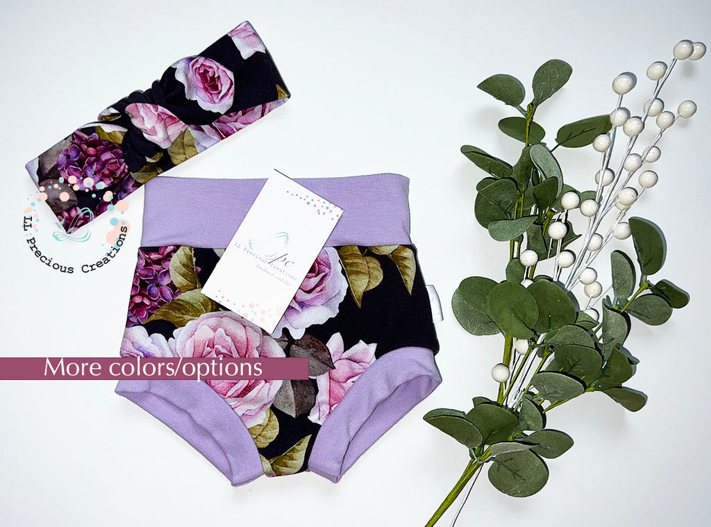 Lilac Roses Floral Crop Top Bummies Baby Girl Outfit Set #llpreciouscreations #babygirloutfit #Babyshowergift #babygift #croptopoutfit #newbornbabygirl #Cutebabygirloutfit #Highwaistbummies #purplebummieshorts #floralbabyshorts #babyloungeoutfit #cominghomeoutfit #noscratchmitts 