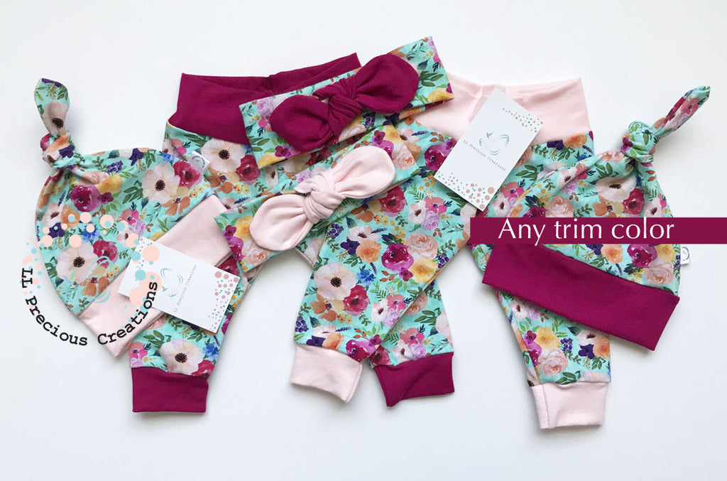 Isn't She Lovely Organic Wildflower Floral Baby Girl Coming Home Outfit #llpreciouscreations #newbornbabygirl #organicbabyoutfit