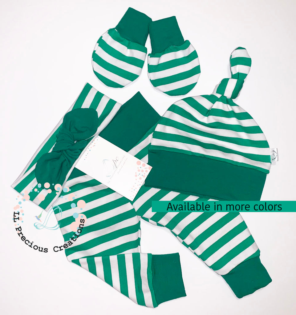 Green Stripes Baby's First Christmas Outfit #LLPreciousCreations