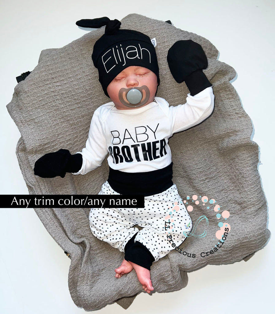 Personalized Baby Boy Organic Outfit Newborn Baby Brother Outfit