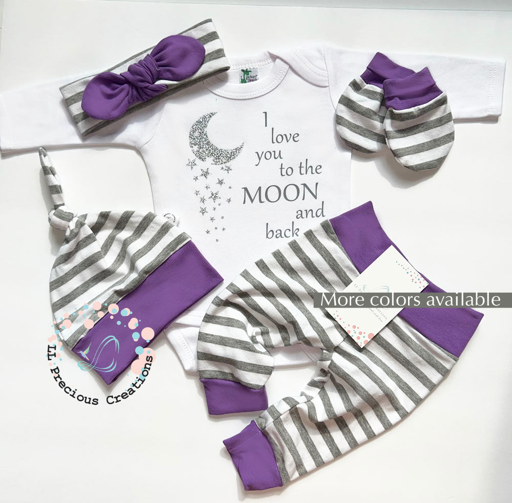 GENDER NEUTRAL BABY OUTFIT I LOVE YOU TO THE MOON AND BACK 