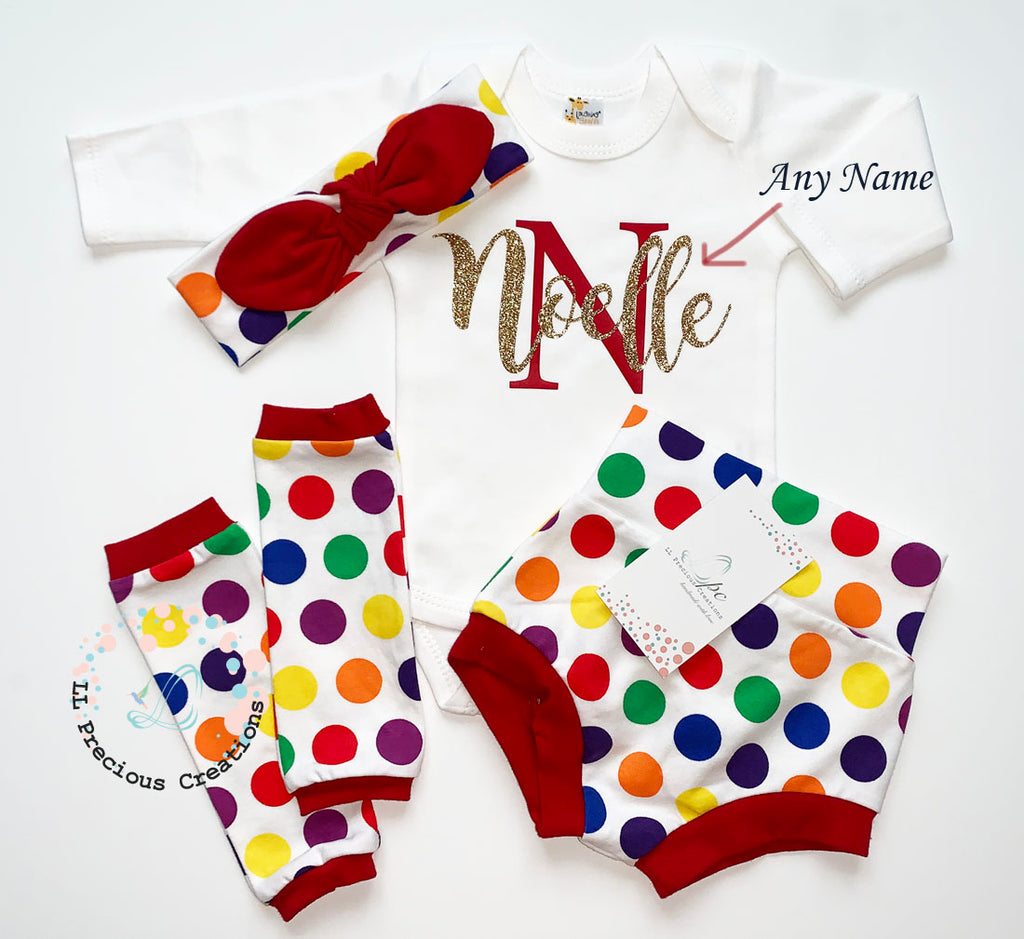 Polka Dots Personalized High Waist Bummies Shorts Baby Girl Outfit