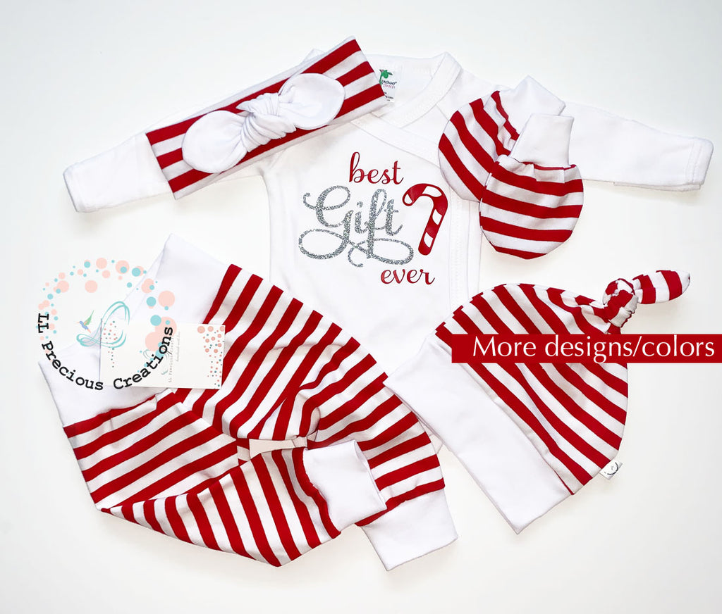 Best GIFT Ever Candy Cane Christmas Outfit Baby Unisex Clothes Newborn Baby Outfit Christmas 2025