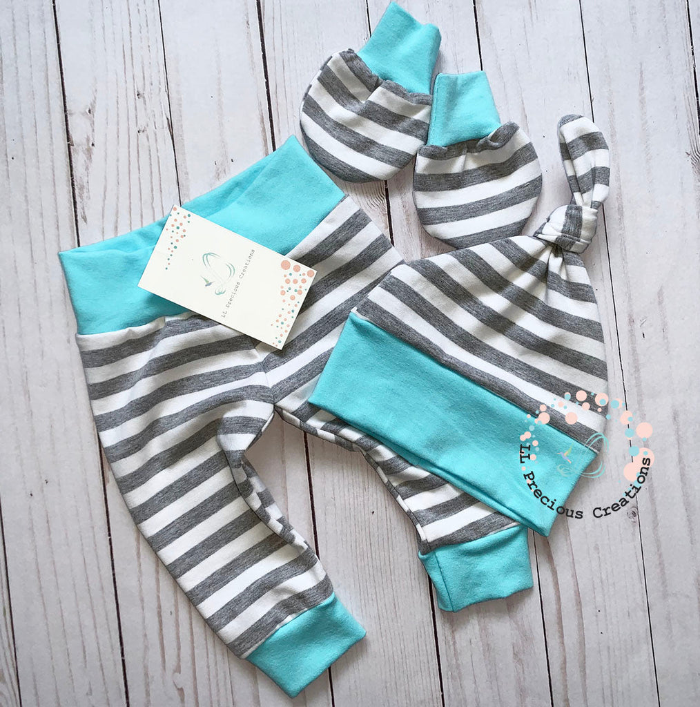 Gender Neutral Striped Baby Coming Home Outfit Set #llpreciouscreations