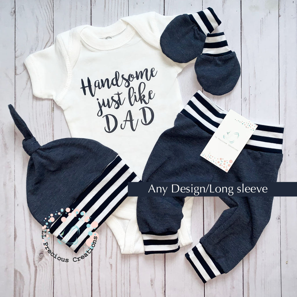 Handsome Just Like DAD Baby Boy Coming Home Outfit Set