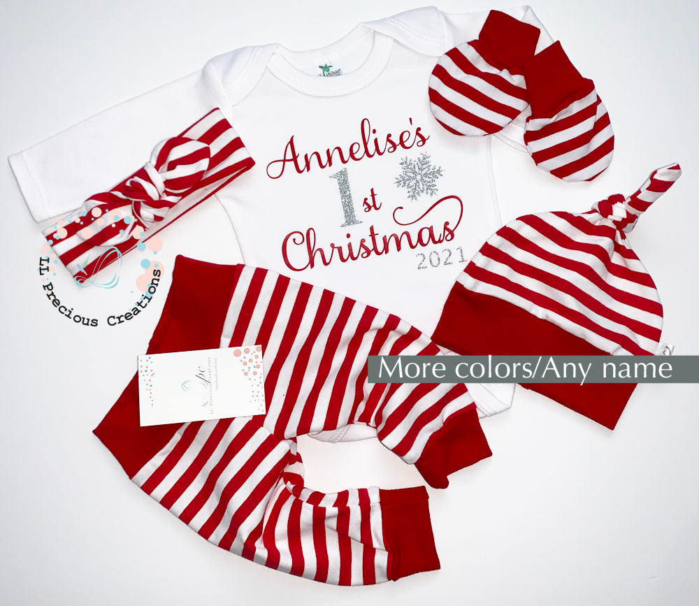 Baby's First Personalized Christmas outfit Baby Candy Cane Set Newborn Christmas outfit #llpreciouscreations #baby's1stchristmas #personalizedchristmasoutfit #newbornoutfit #babyboyoutfit #babygirloutfit