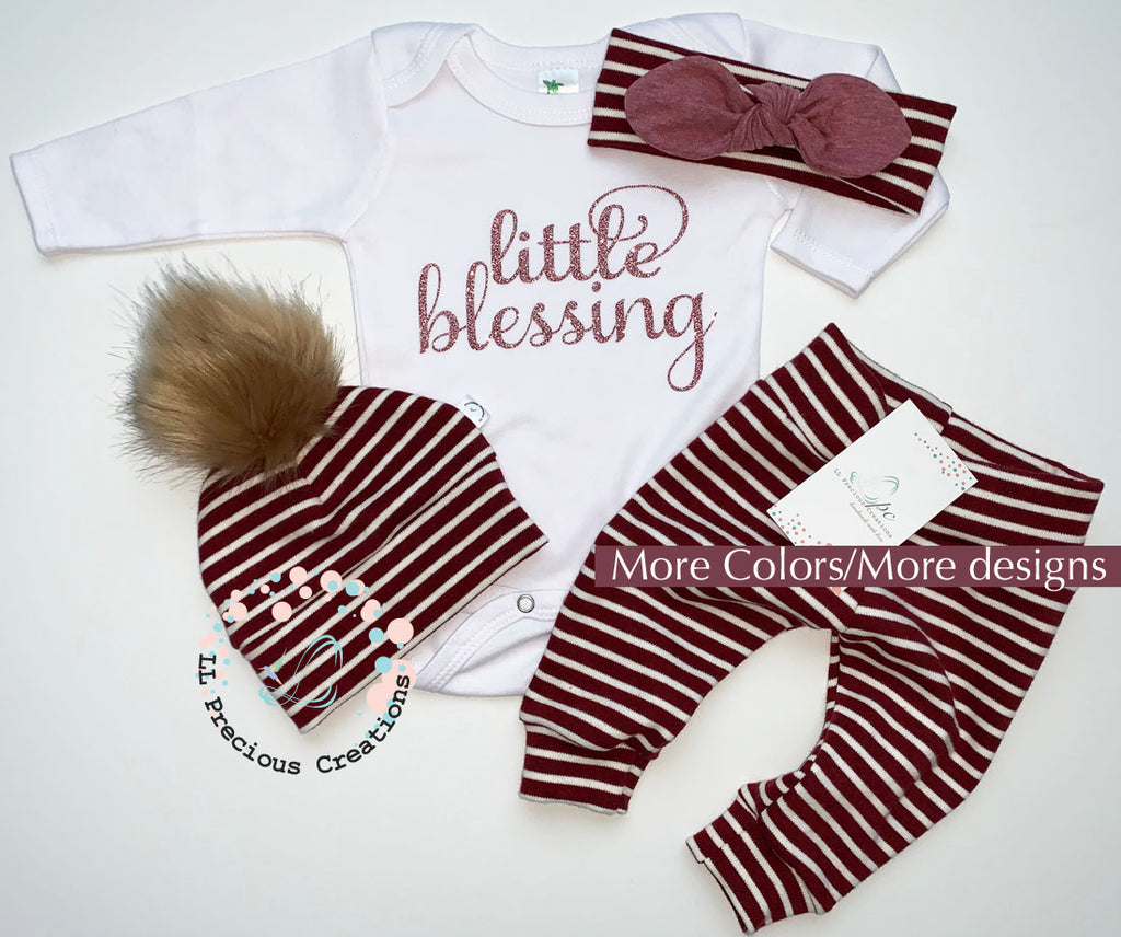 Little Blessing Newborn Baby Girl Coming Home Outfit