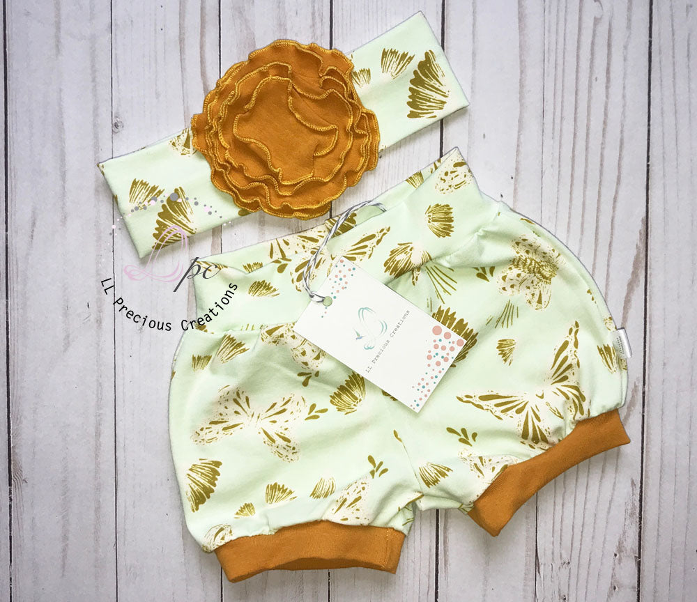 Baby Girl Ballon Shorts Organic Coming Home Outfit Set