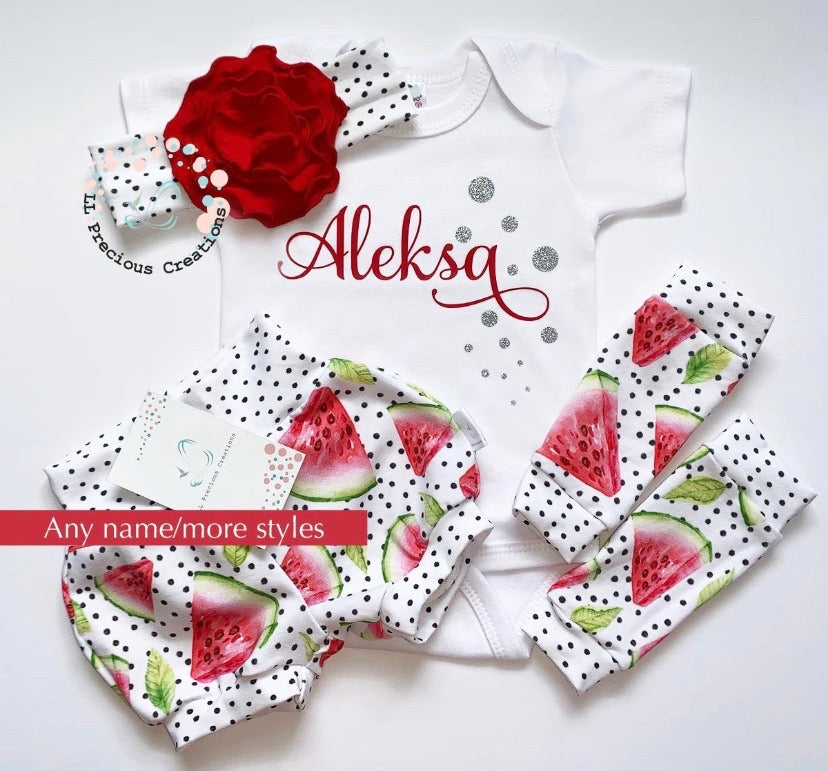 Newborn Baby Girl Coming Home Personalized Organic Outfit